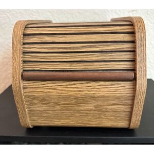 VTG Kalmar Designs Teak Disc Holder, Tambour Roll Top, Storage‎ Box 5.25 Disk